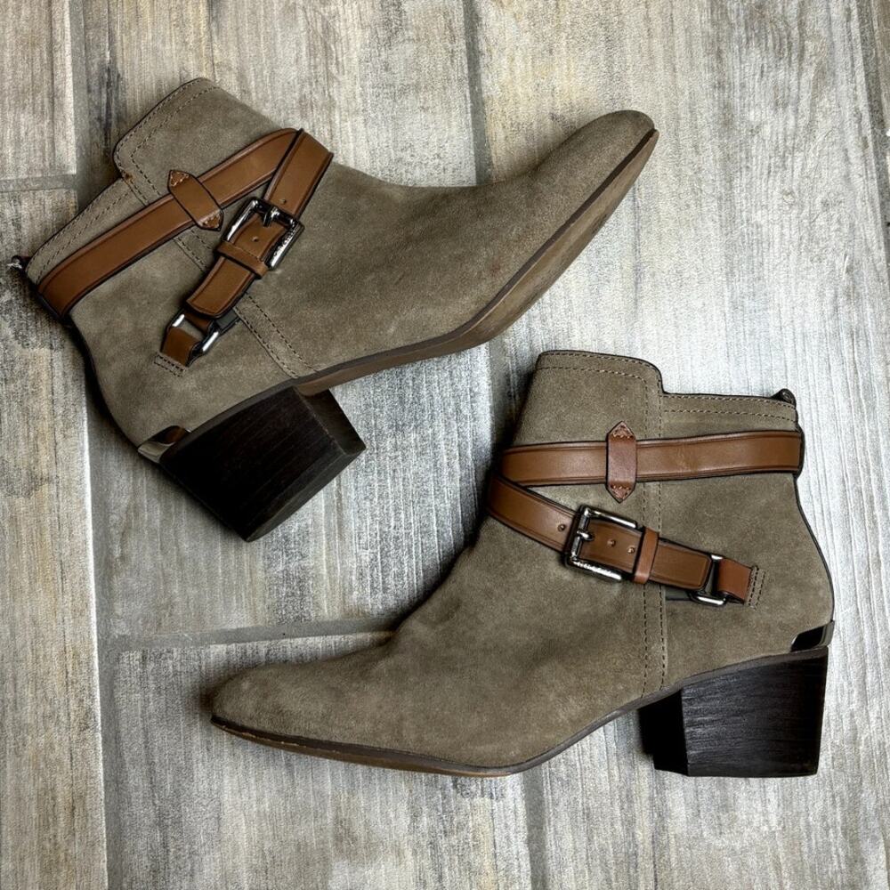 Coach Taupe and Brown Heeled Boots